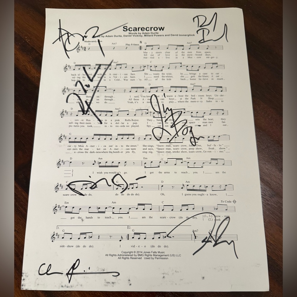 RARE Counting Crows signed Sheet music!